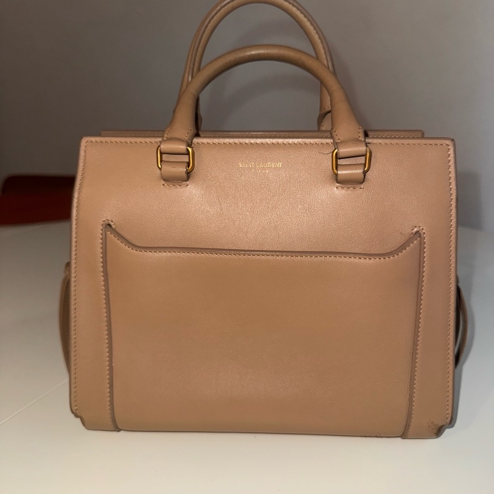 Saint Laurent Tan Satchel with Structured Design